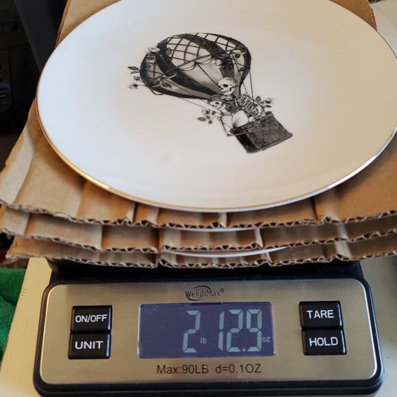 Halloween Eaton Fine Dining 4 pc Appetizer Plates Bone Voyage White Black New - Picture 10 of 15